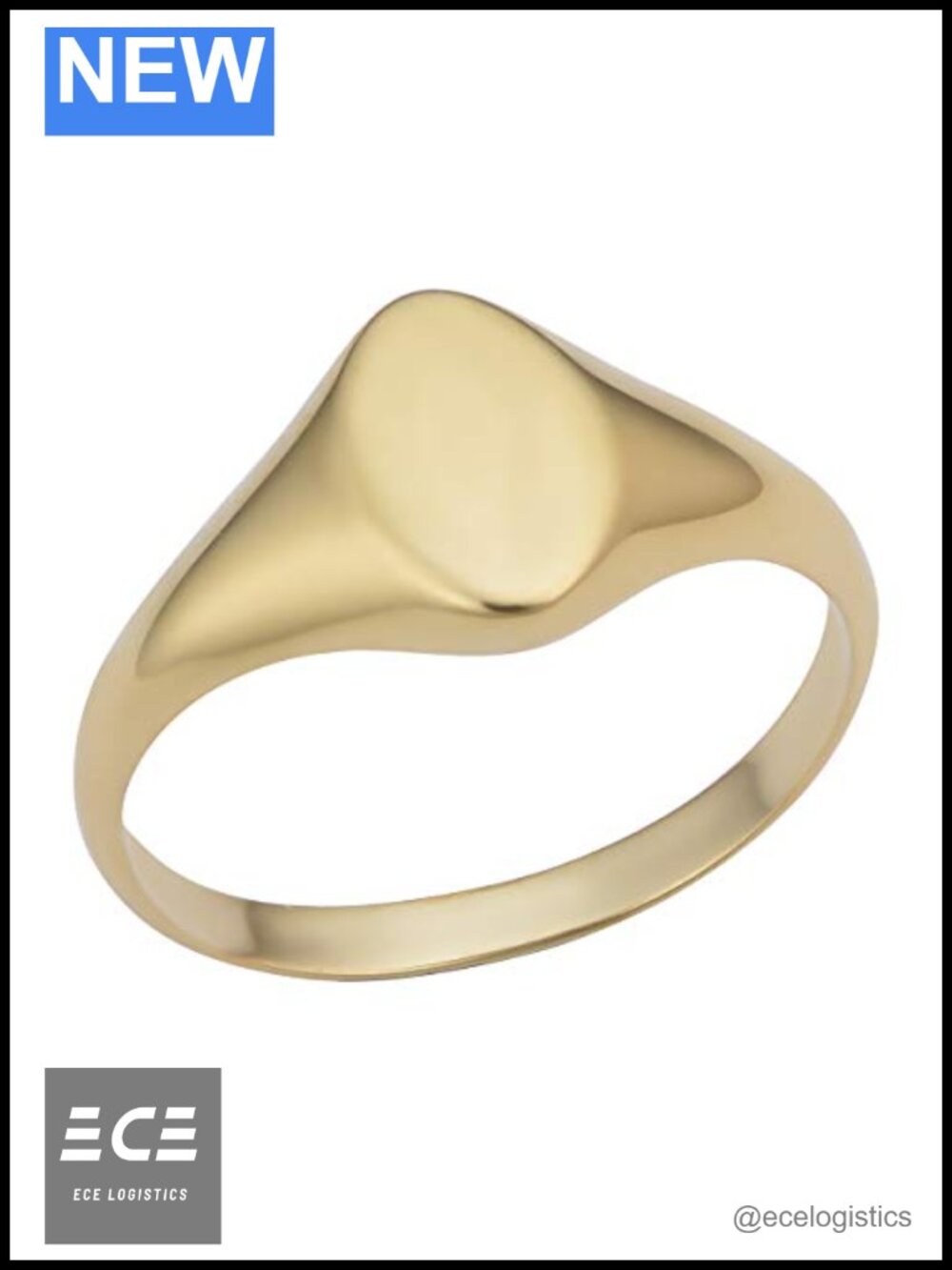 14k Yellow Gold Marquise Signet Ring 9.7mm High Polish